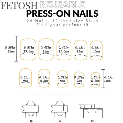 ARTAUG 24pcs Glossy Pink Press On Nails Medium Square Fake Nail Elegantstyle False Nail Full Cover Fake Nail For Stylish Women