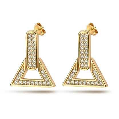 Women's 925 Sterling Silver Classic Gold Pearl Inlaid Earrings Elegant Suitable For Engagement Wedding Party Exquisite Jewelry