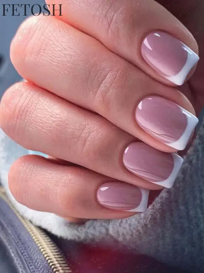 24 Square Short Fake Nails +1 Nail File +1 Piece of Jelly Glue