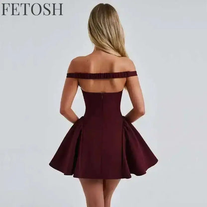 Avrilyaan Deep V Off Shoulder Backless Sexy A-line Dress Women Elegant Party Dress Slash Neck Bodycon Mini Summer Dress Vestidos