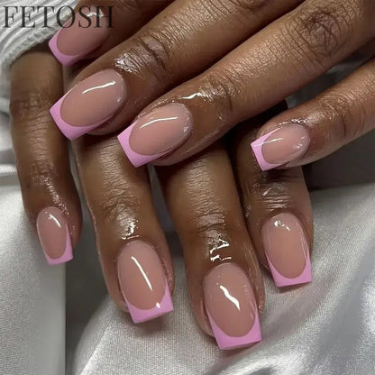 Romantic French White Nude Pink Gradient Chic Varied Short Fake Nails Art False Nails Charming Tip Press on Nails Manicure Tools