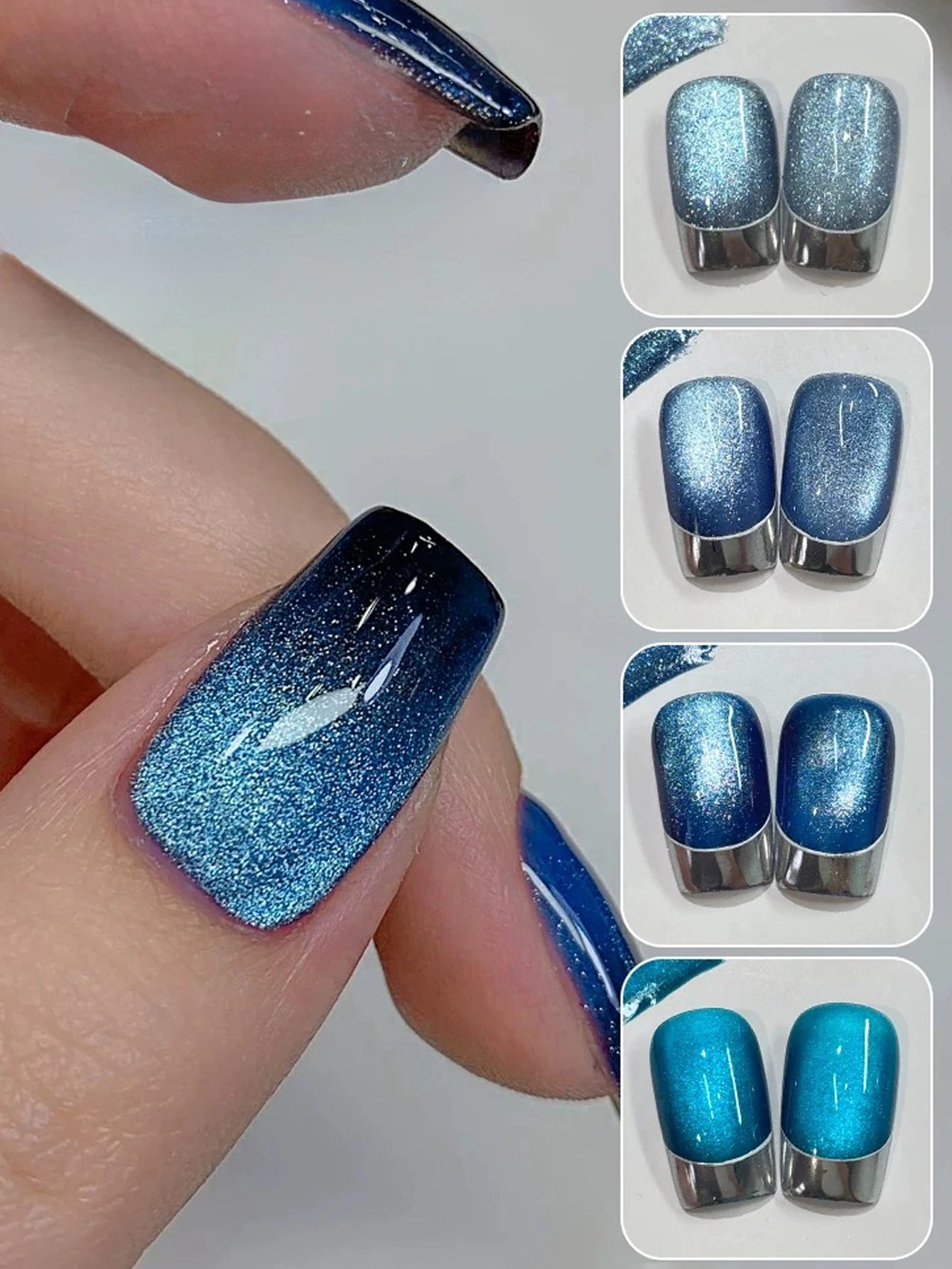 Sparkling White & Pink Cat Eye Gel Nail Polish