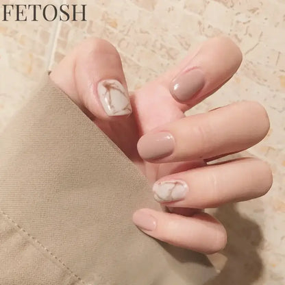 Glossy Press on Nails Set Short Oval Shiny Gradient French Nail Art Design Reusable Full Cover Fake Nails with Glue for Girls