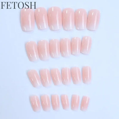 ARTAUG 24pcs Glossy Pink Press On Nails Medium Square Fake Nail Elegantstyle False Nail Full Cover Fake Nail For Stylish Women