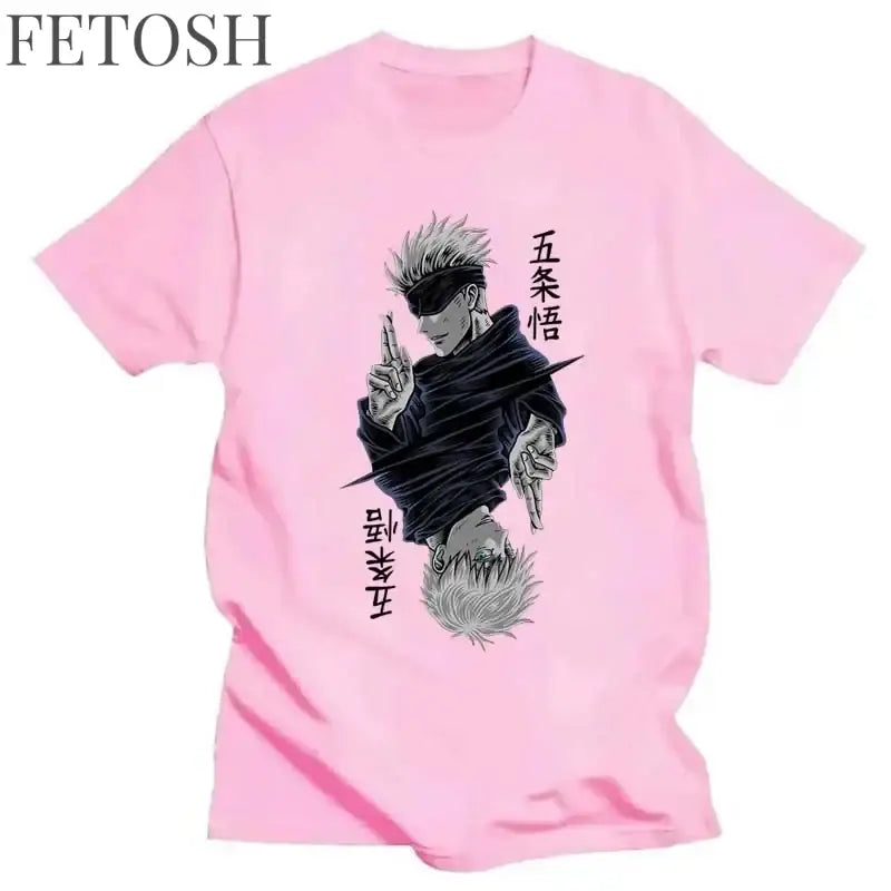 Fashion Jujutsu Kaisen Satoru Gojo Anime Printed Lady O-Neck Short Sleeve Women's T Shirt Black White Short Sleeve Summer Top