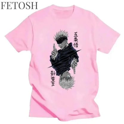Fashion Jujutsu Kaisen Satoru Gojo Anime Printed Lady O-Neck Short Sleeve Women's T Shirt Black White Short Sleeve Summer Top