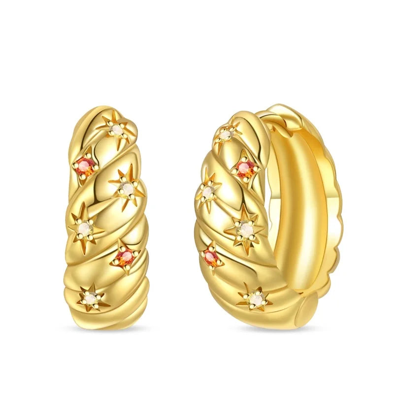 Women's 925 Sterling Silver Classic Gold Pearl Inlaid Earrings Elegant Suitable For Engagement Wedding Party Exquisite Jewelry