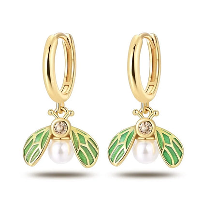 Women's 925 Sterling Silver Classic Gold Pearl Inlaid Earrings Elegant Suitable For Engagement Wedding Party Exquisite Jewelry