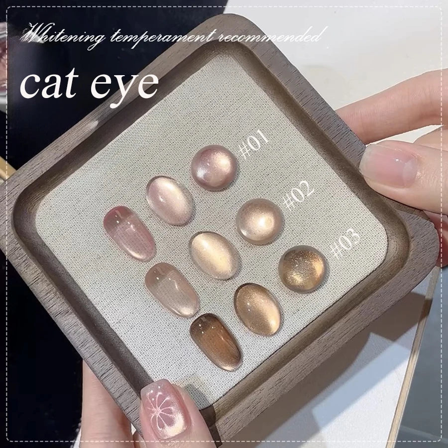 Sparkling White & Pink Cat Eye Gel Nail Polish