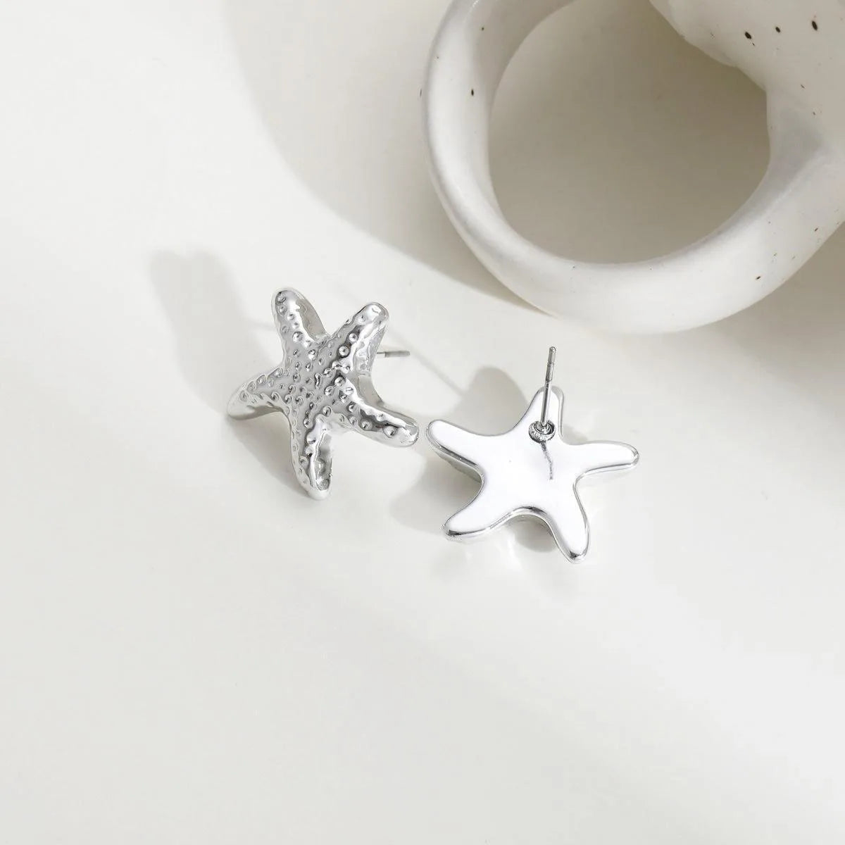 2Pcs/Set Fashion Starfish Stud Earrings For Women Geometric Gold Silver Color Temperament Earrings Summer Beach Jewelry Gift New