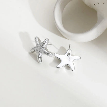 2Pcs/Set Fashion Starfish Stud Earrings For Women Geometric Gold Silver Color Temperament Earrings Summer Beach Jewelry Gift New
