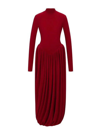 Tossy Backless Pleated Skinny Mini Dress Fashion Long Sleeve High Waist Patchwork Solid Elegant Party Dress Women Bandage Dress