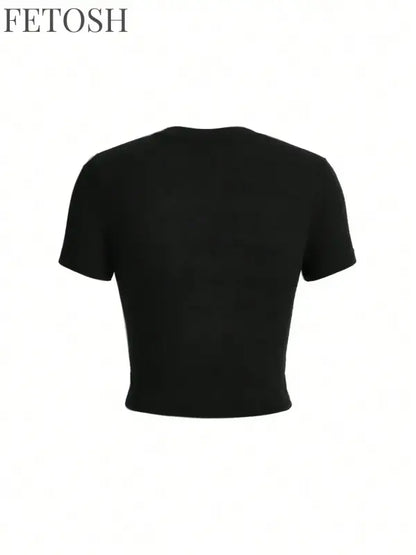 Women Crop T-shirts I'm Literally Just A Girl Letter Printed Tees Shirts O-Neck Tight Cotton Clothes Fashion Street Female Tops