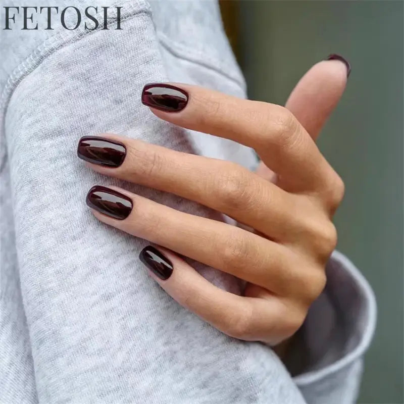 24Ps/Lot Artificial Acrylic Short Fake Nails Solid Color Simple Korean Full Press on Nail Tips Removable Wearing False