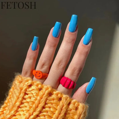 24 Pcs/Set Solid Color Short Fake Nails Art Finished Wearable False Nails for Girls Women Removable Simple White Press on Nail