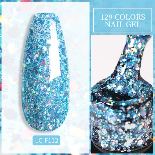 LILYCUTE Glitter Sequins UV Gel Nail Polish Shiny Spring Summer Color Semi Permanant Soak Off All For Manicure Nail Art Varnish