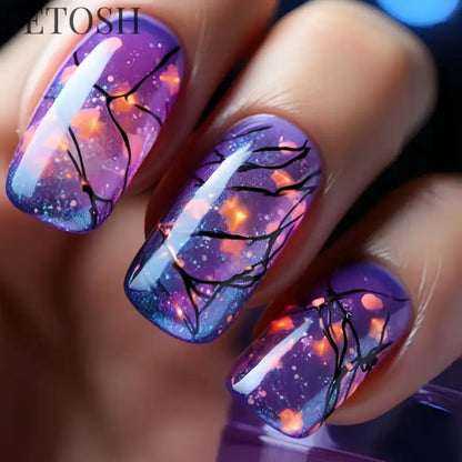 24Pcs Blue False Nails Gradient with French Design Wearable Fake Nails Gradient Short Coffin Full Cover Press on Nail Tips Art
