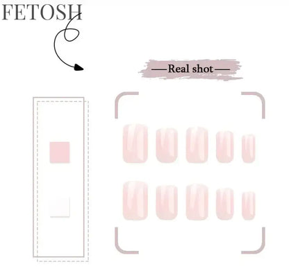 Romantic French White Nude Pink Gradient Chic Varied Short Fake Nails Art False Nails Charming Tip Press on Nails Manicure Tools