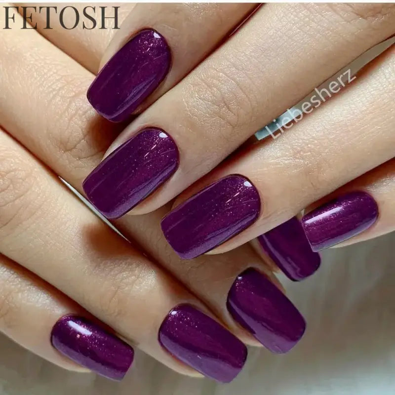 Artificial Press On Fake Nails Glossy Wine Red False Nail Long Square Reusable DIY Lady Fingernail Tip Manicure Tools