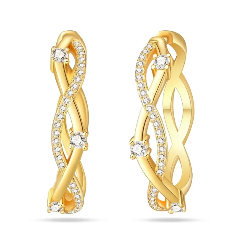Women's 925 Sterling Silver Classic Gold Pearl Inlaid Earrings Elegant Suitable For Engagement Wedding Party Exquisite Jewelry