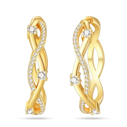 Women's 925 Sterling Silver Classic Gold Pearl Inlaid Earrings Elegant Suitable For Engagement Wedding Party Exquisite Jewelry