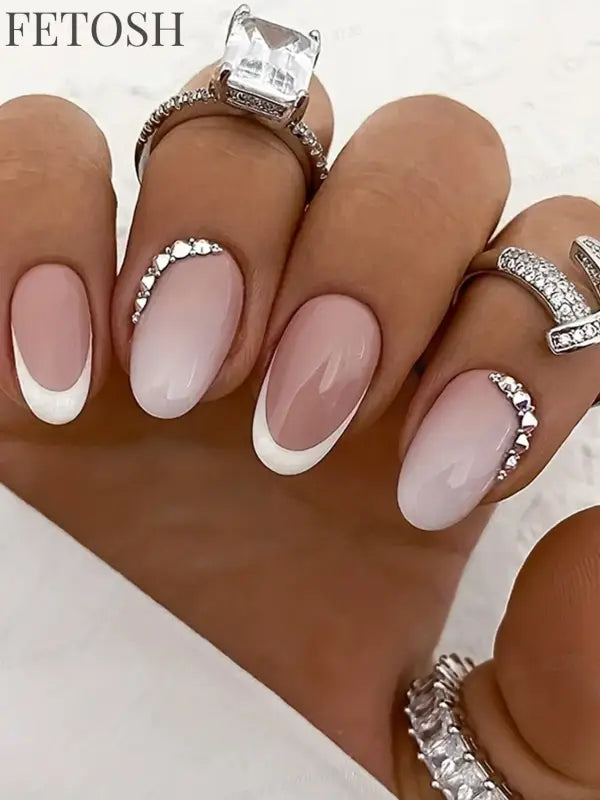 ARTAUG 24pcs Glossy Pink Press On Nails Medium Square Fake Nail Elegantstyle False Nail Full Cover Fake Nail For Stylish Women