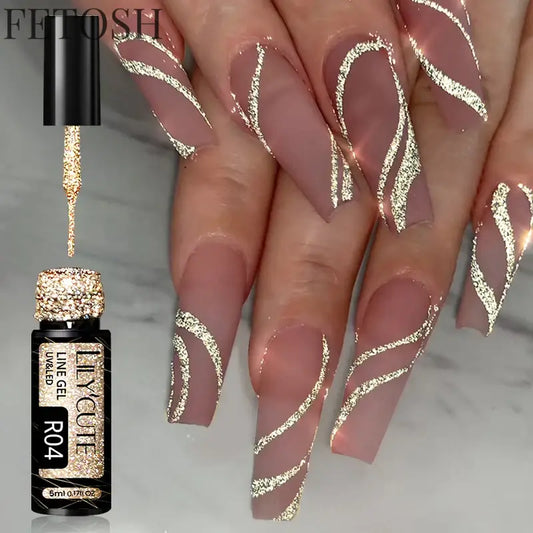 LILYCUTE 5ml White Black Liner Gel Nail Polish Colorful French Painting Stripe Semi Permanent Drawing Nail Art UV Gel Varnish