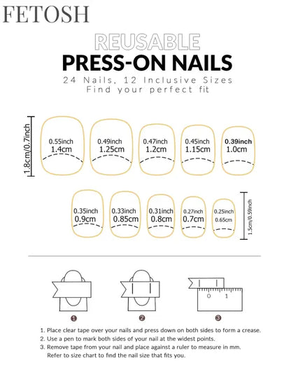 ARTAUG 24PCS Medium square black press on nails cute nails nail charms cheap nails for girl women gift candy color