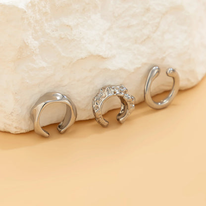 3Pcs/set Metal Chunky No Piercing Clip Earrings Geometric Ear Cuff Earrings for Women Ladies Party Girls Y2K Jewelry 2024 Trendy