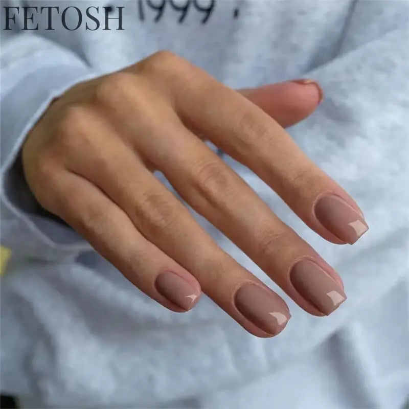 24Ps/Lot Artificial Acrylic Short Fake Nails Solid Color Simple Korean Full Press on Nail Tips Removable Wearing False