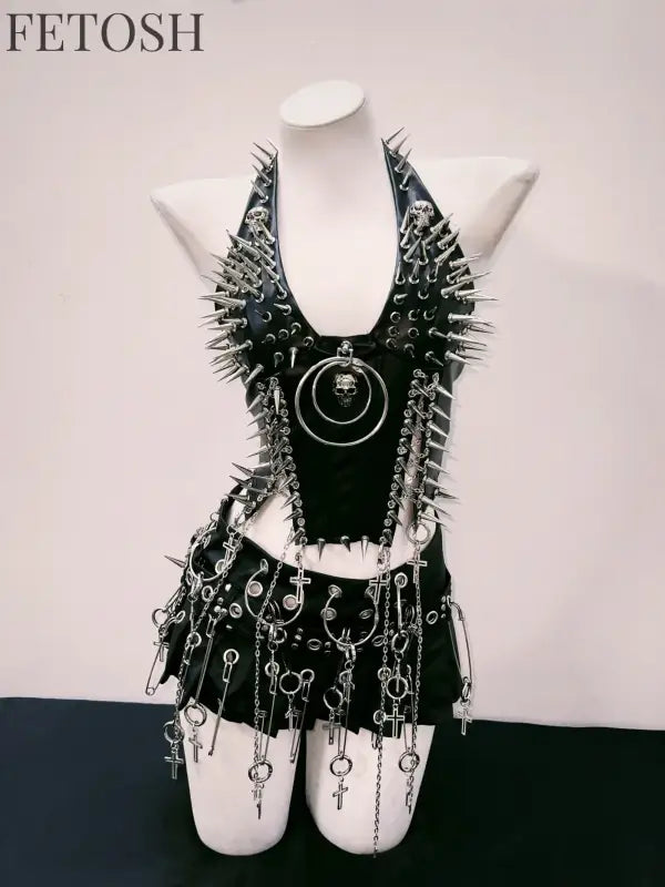 bustier top y2k fashion y2k clothes y2k crop top gothic clothes y2k top Rivets Tank Tops Skull top vintage tops gothic
