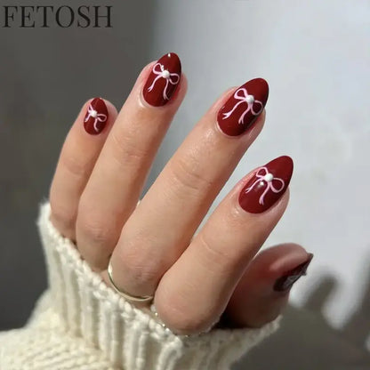 24pcs/Box Long Coffin False Nails Art Rose with Glue Wearable Nude Pink White Color Jelly Nails Tips Full Cover Press on Nails