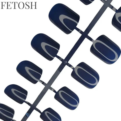 24 Pcs Navy Blue Acrylic Press On Nails With Glue Sticker Short Square Fake Nail For Design DIY Full Cover Finger Manicure Tool