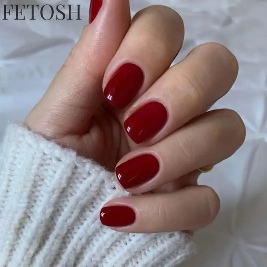 Sexy Red Short False Nails Pure Color French Fake Nials 24Pcs/Box Detachable Nail Tips Press on Nails DIY Manicure Tool Hot Sale