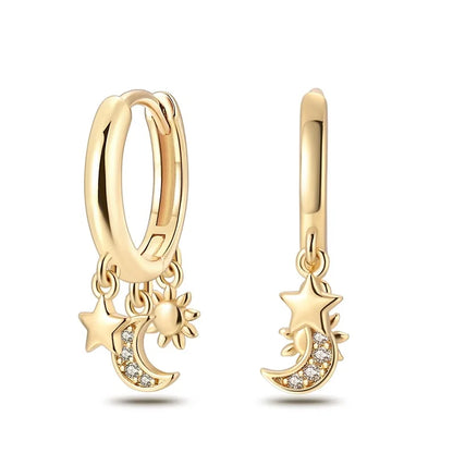 Women's 925 Sterling Silver Classic Gold Pearl Inlaid Earrings Elegant Suitable For Engagement Wedding Party Exquisite Jewelry