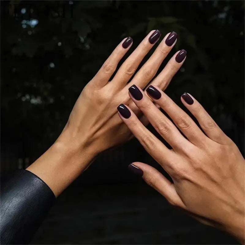 24Ps/Lot Artificial Acrylic Short Fake Nails Solid Color Simple Korean Full Press on Nail Tips Removable Wearing False