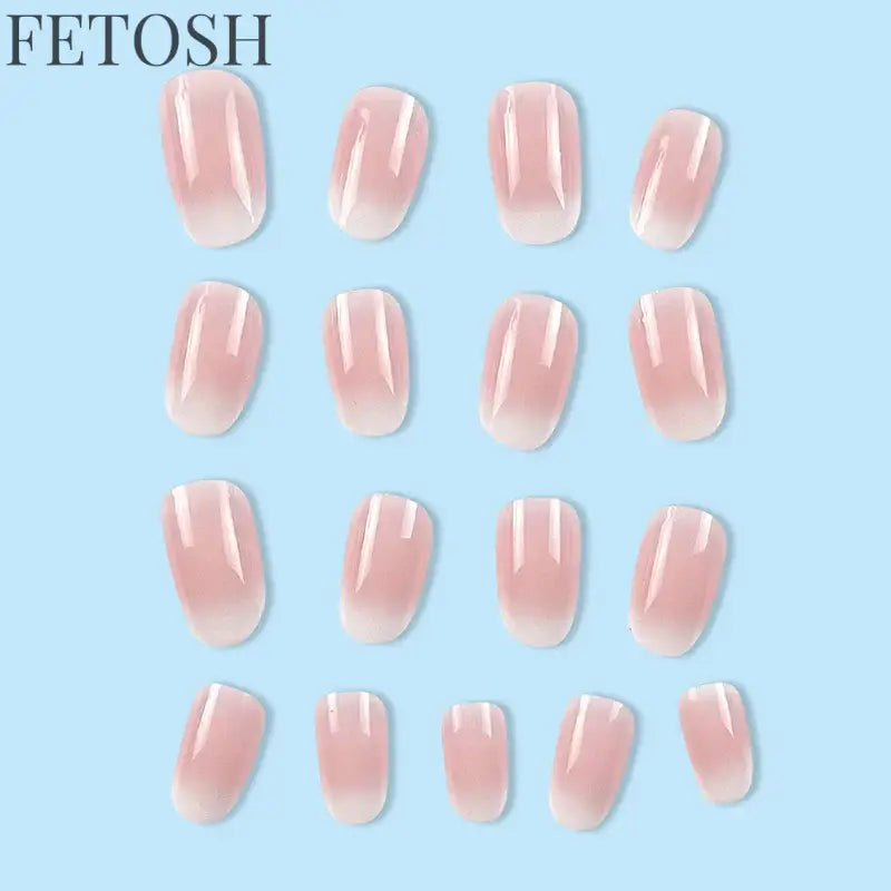24Pcs Oval Short Pink Press on Nails Simple Ombre Spring False Nail for Sweet Sassy Cool Women&Girl Removable Wearable