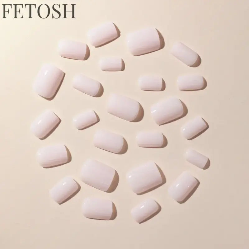 24 Pcs/Set Solid Color Short Fake Nails Art Finished Wearable False Nails for Girls Women Removable Simple White Press