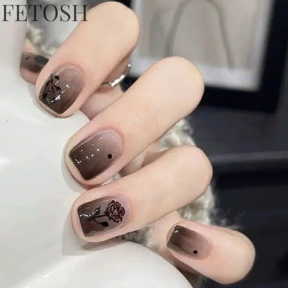 24pcs Crystal Cat Eye False Nails with Glue Short Square Press on Nails Shiny Red Jewel Nail Solid Color Fake Nails Minimalis