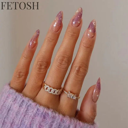 24Pcs Simple Green French False Nails Short Almond Fake Nails with Wave Line Design Wearable Round Head Press on Nail Tips