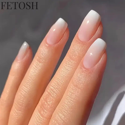 ARTAUG 24pcs Glossy Pink Press On Nails Medium Square Fake Nail Elegantstyle False Nail Full Cover Fake Nail For Stylish Women