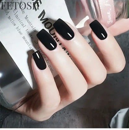 24 Pcs/Set Solid Color Short Fake Nails Art Finished Wearable False Nails for Girls Women Removable Simple White Press on Nail