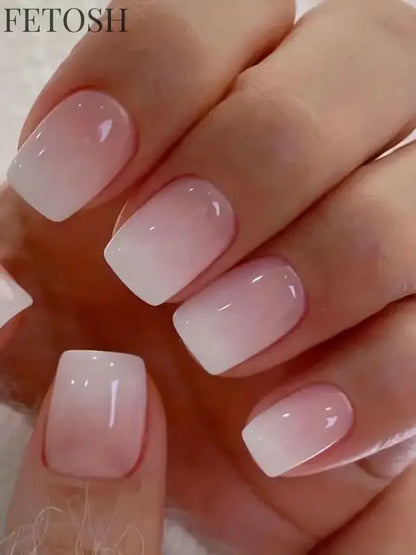 ARTAUG 24pcs Glossy Pink Press On Nails Medium Square Fake Nail Elegantstyle False Nail Full Cover Fake Nail For Stylish Women