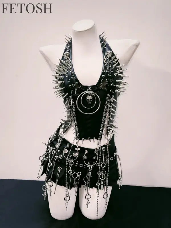 bustier top y2k fashion y2k clothes y2k crop top gothic clothes y2k top Rivets Tank Tops Skull top vintage tops gothic