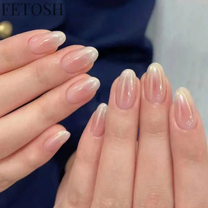 ARTAUG 24pcs Glossy Pink Press On Nails Medium Square Fake Nail Elegantstyle False Nail Full Cover Fake Nail For Stylish Women
