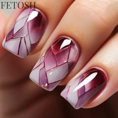 24Pcs Simple Square False Nails Short French Fake Nails Press on Colorful Flowers Design Full Cover Nail Tips Manicure Tools
