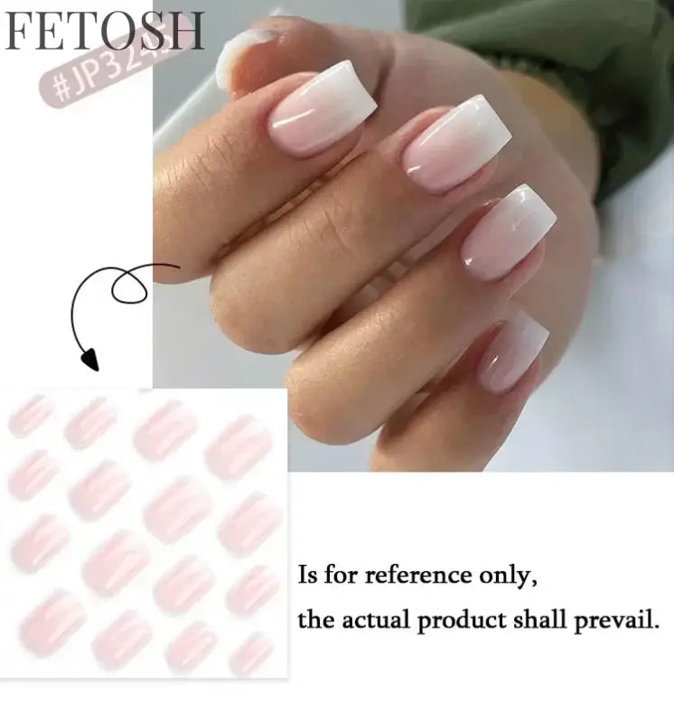 Romantic French White Nude Pink Gradient Chic Varied Short Fake Nails Art False Nails Charming Tip Press on Nails