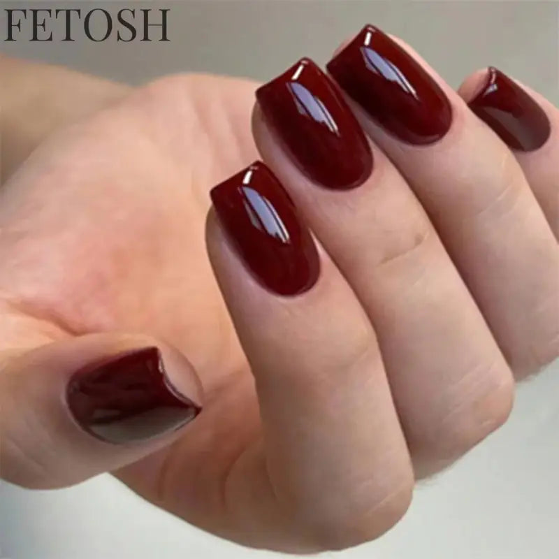 ARTAUG 24PCS Short Square Red Solid Full Cover Full Cover Fake Nail Set Cheap Nails Summer Nails Delicate Nails
