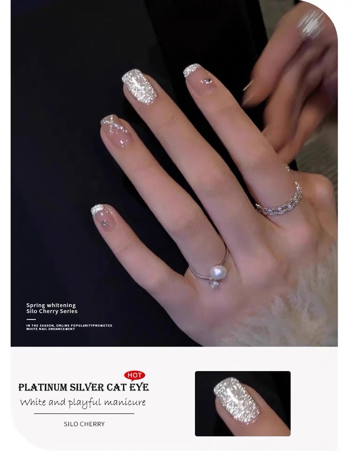 Japanese Sparkling White & Pink Glitter Gel Nail Polish