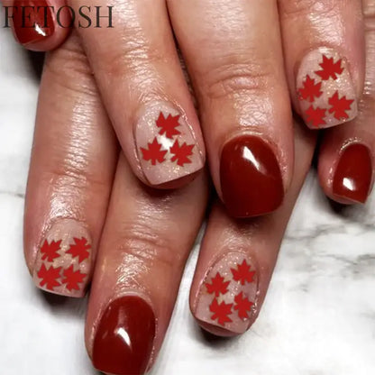 24Pcs Simple Square False Nails Short French Fake Nails Press on Colorful Flowers Design Full Cover Nail Tips Manicure Tools